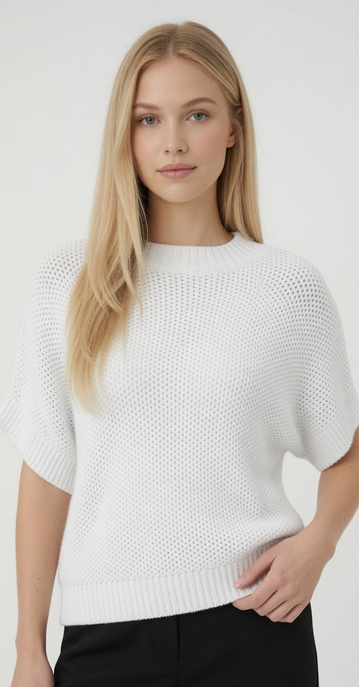 Short Sleeve Boat Neck Sweater