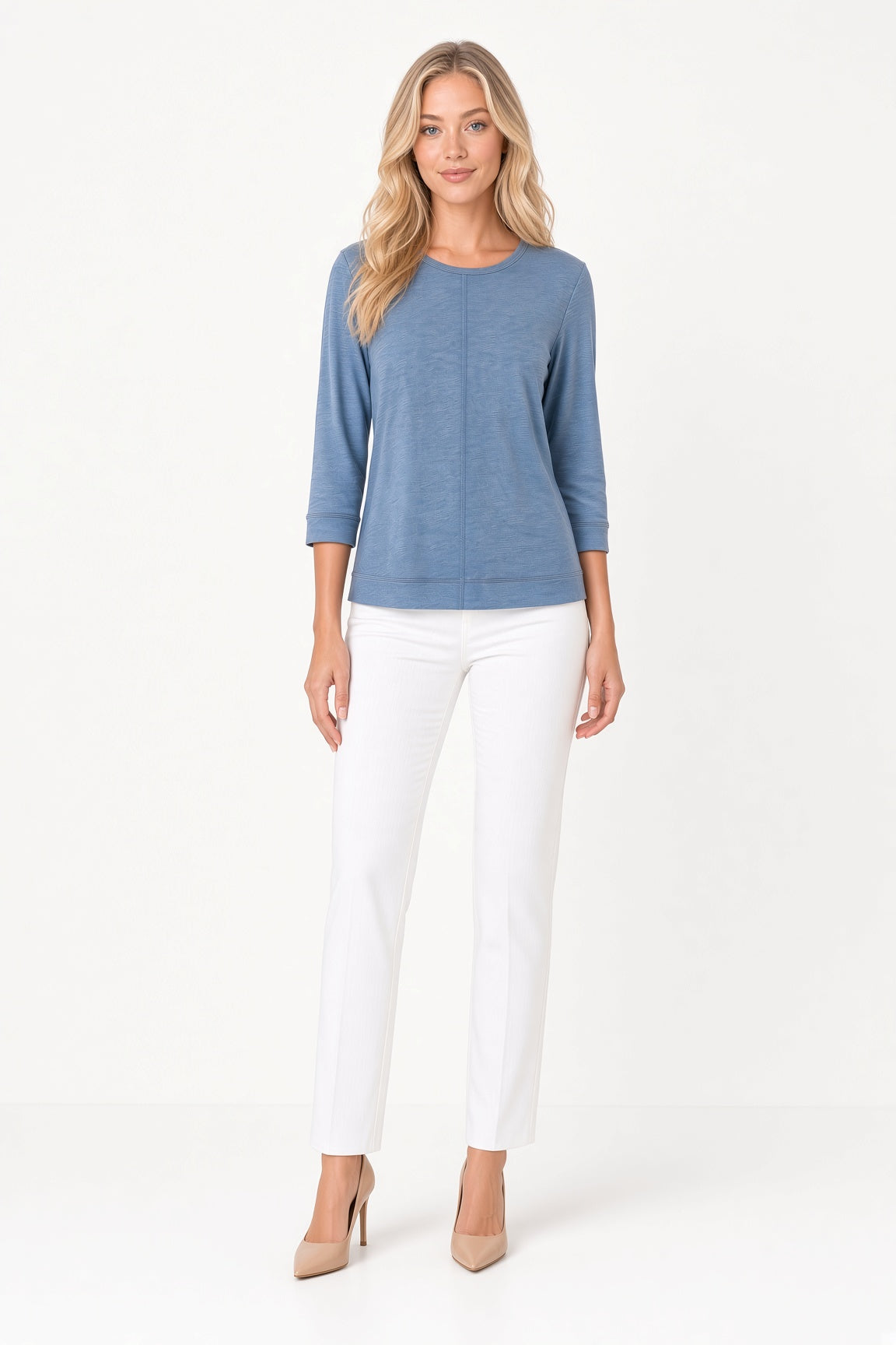 3/4 Sleeve Boatneck Seam Tee