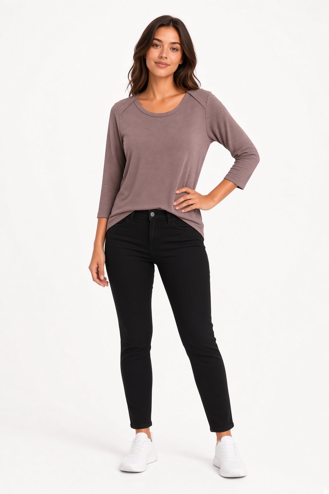 3/4 Slub Boatneck Top