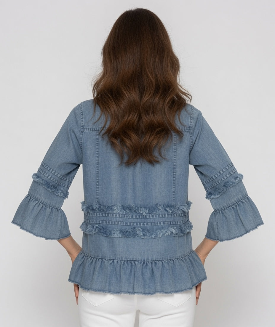 1/2 Sleeve Ruffle Blouse