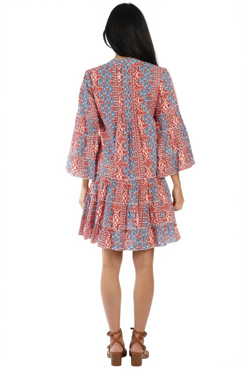 Cotton Tribal Long Sleeve Dress