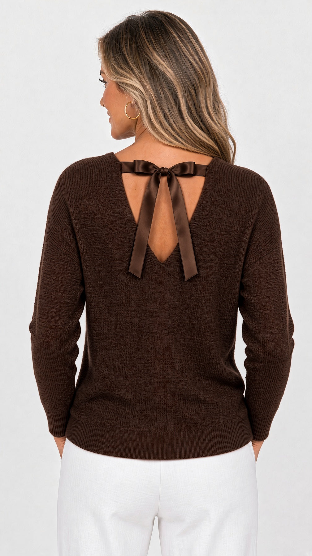 3/4 Sleeve Sweater with Back Bow