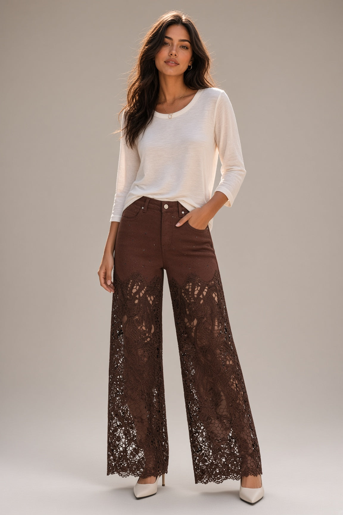 Chocolate Lace Ankle Jean