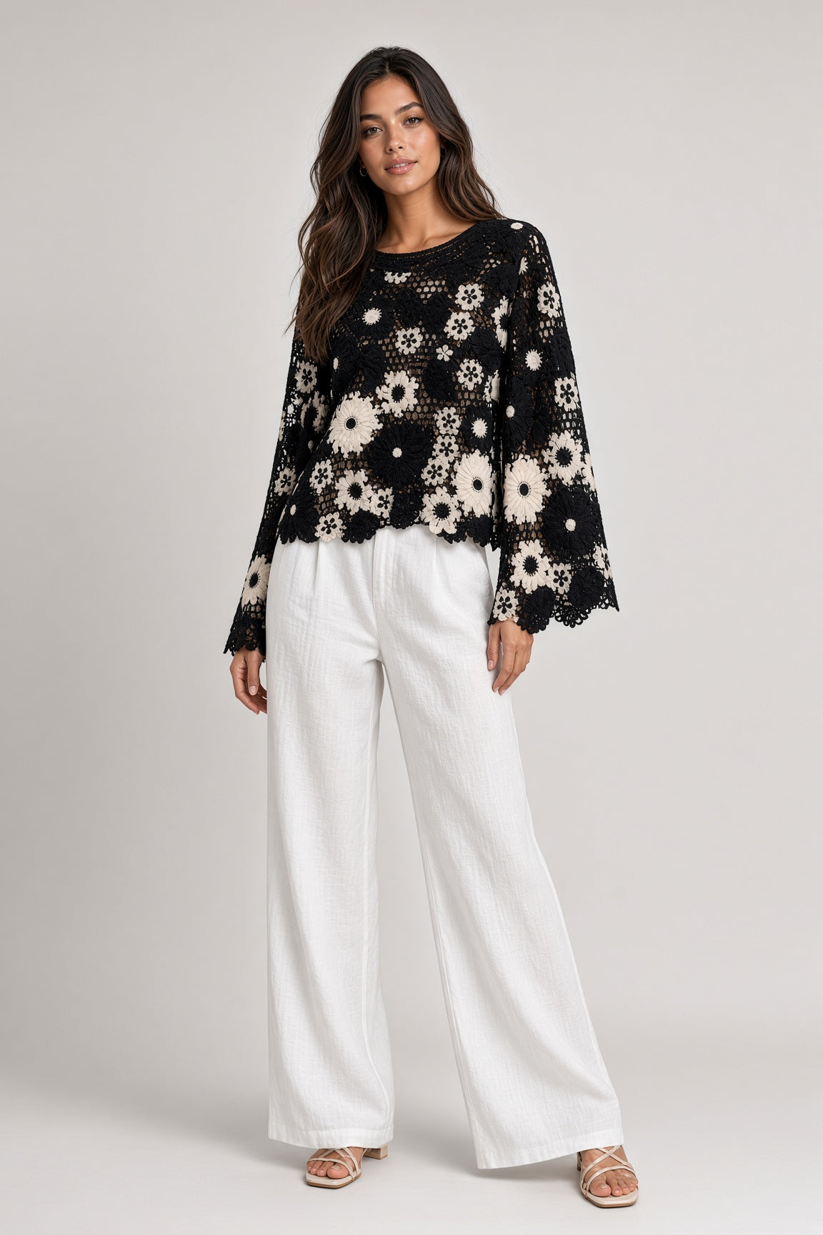Long Sleeve Crochet Top