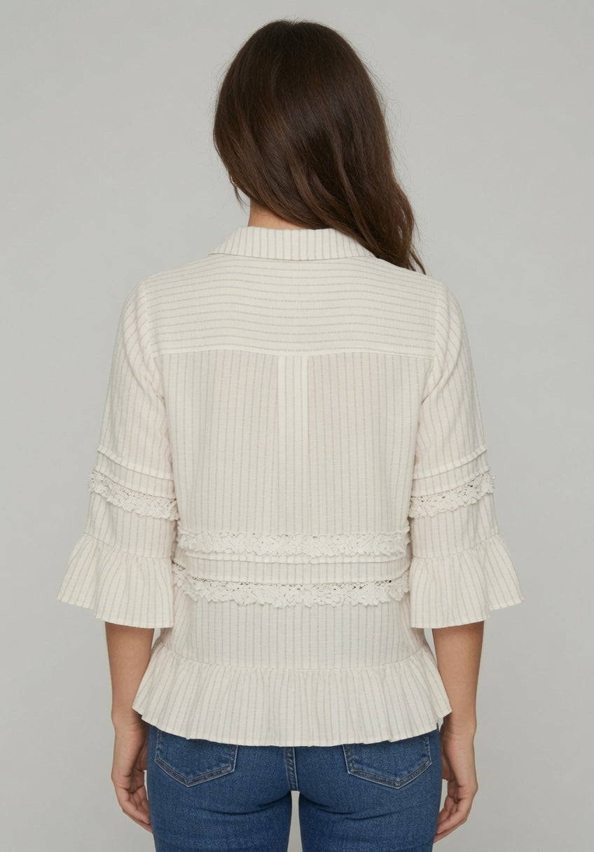 1/2 Sleeve Ruffle Blouse