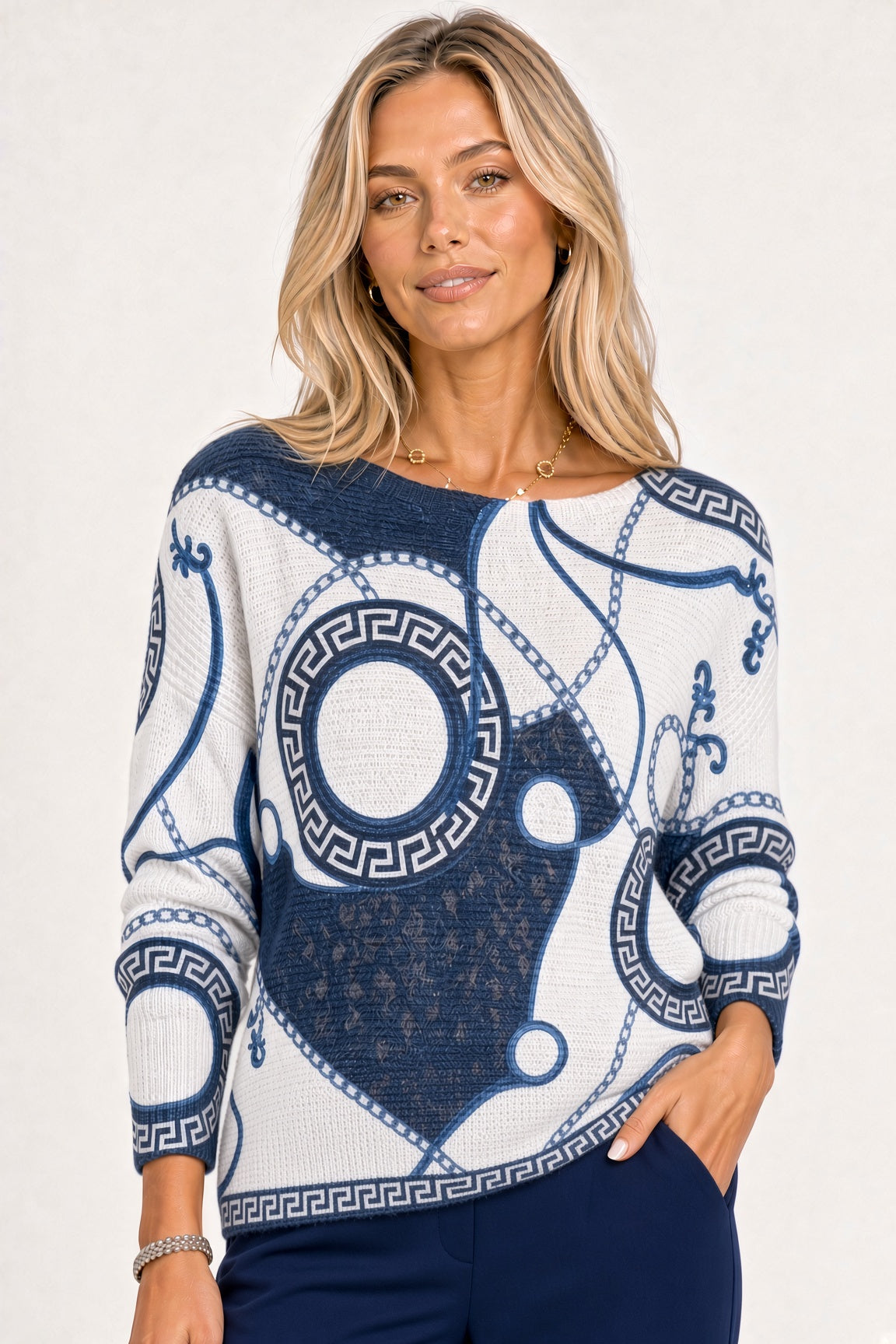 Printed Batwing Sweater