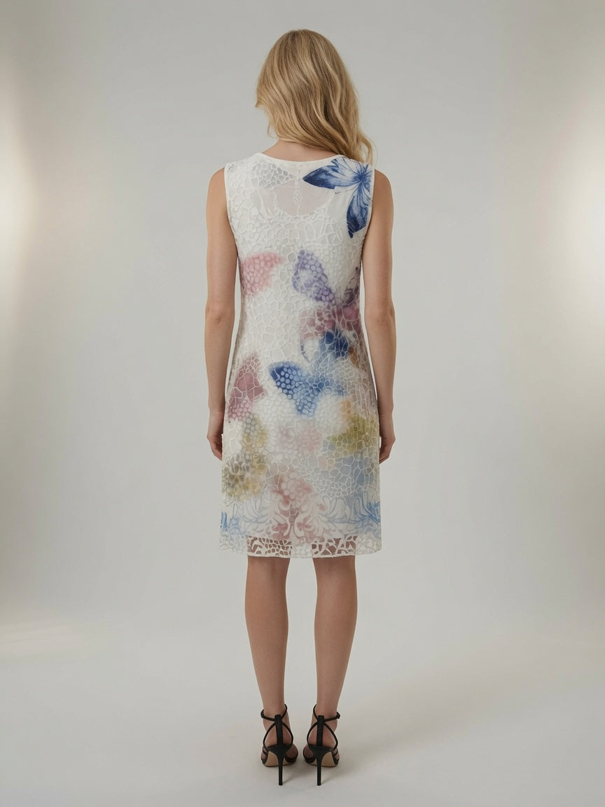 Sleeveless Mix Media Print Dress