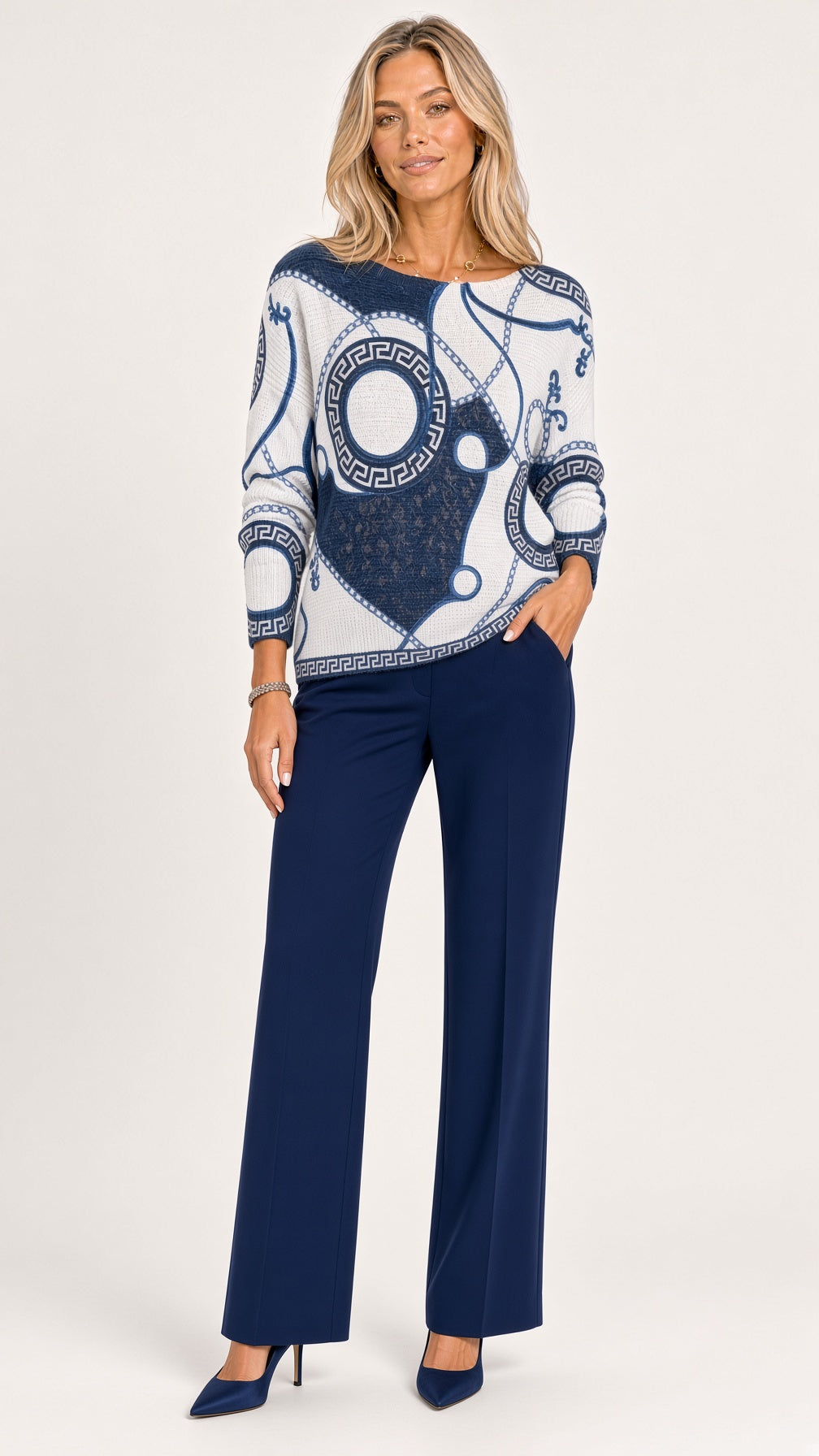 Printed Batwing Sweater