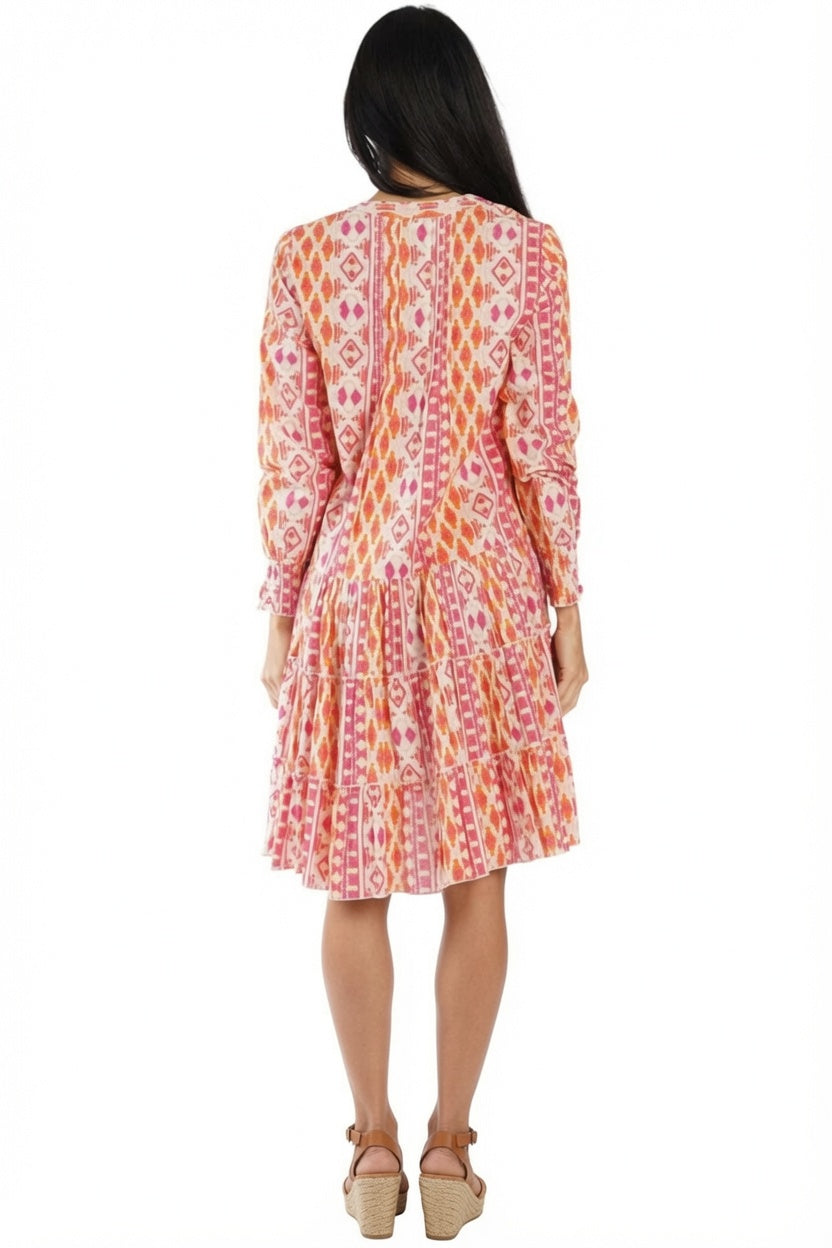Cotton Tribal Long Sleeve Dress