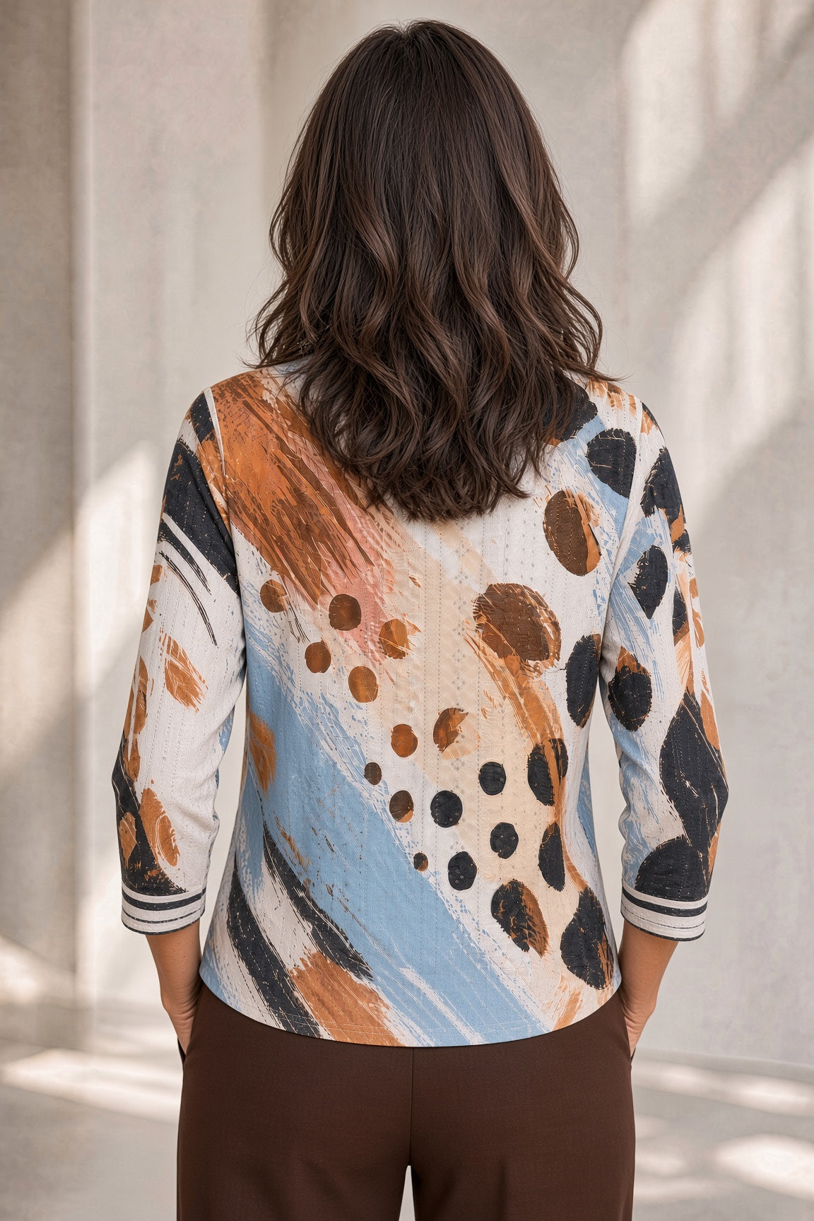 3/4 Sleeve Tie Front Top