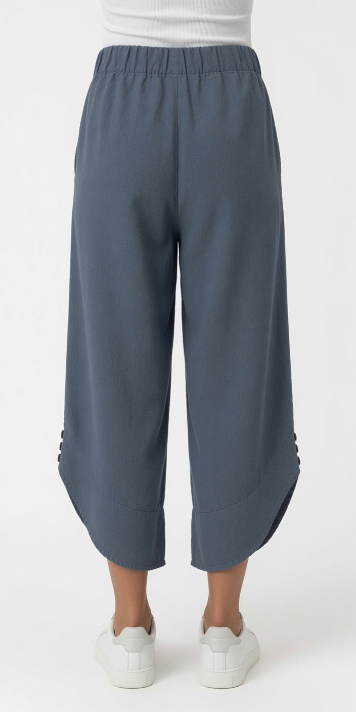 Pull On Crop Pant with Buttons