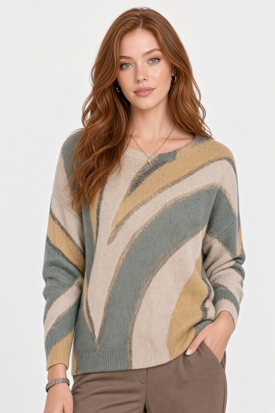 Printed Batwing Sweater