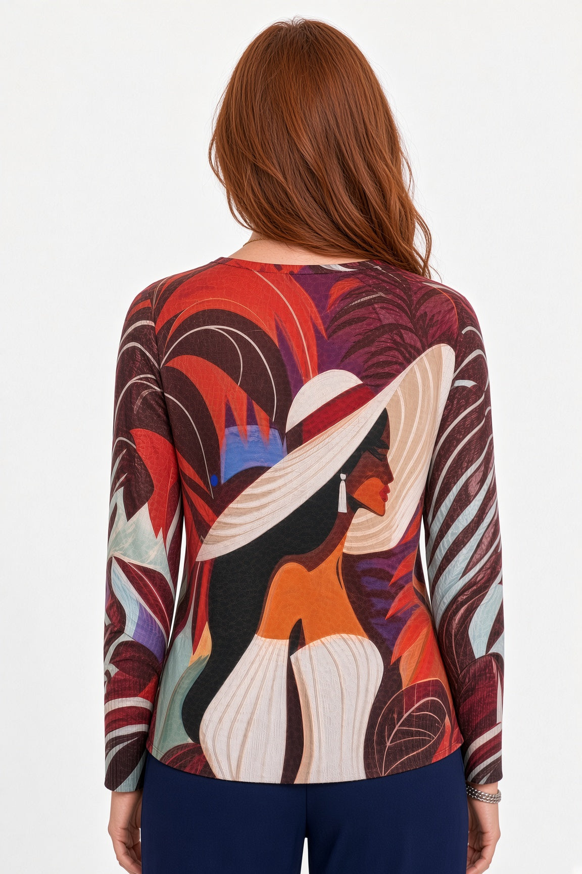 Printed Batwing Sweater