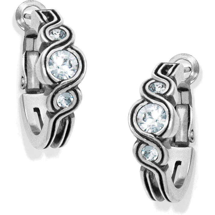 Front image of Brighton Infinity Sparkle Hoop Earrings. Brighton silver hoops.