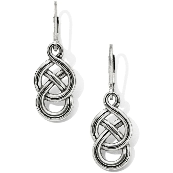 Front image of Interlok Braid Petite Leverback Earrings. Brighton silver earrings.