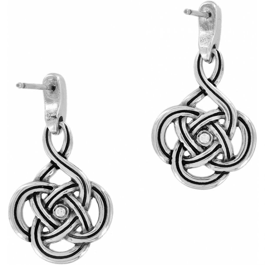 Back image of Brighton Interlok petite post drop earrings. Silver dangle earrings.