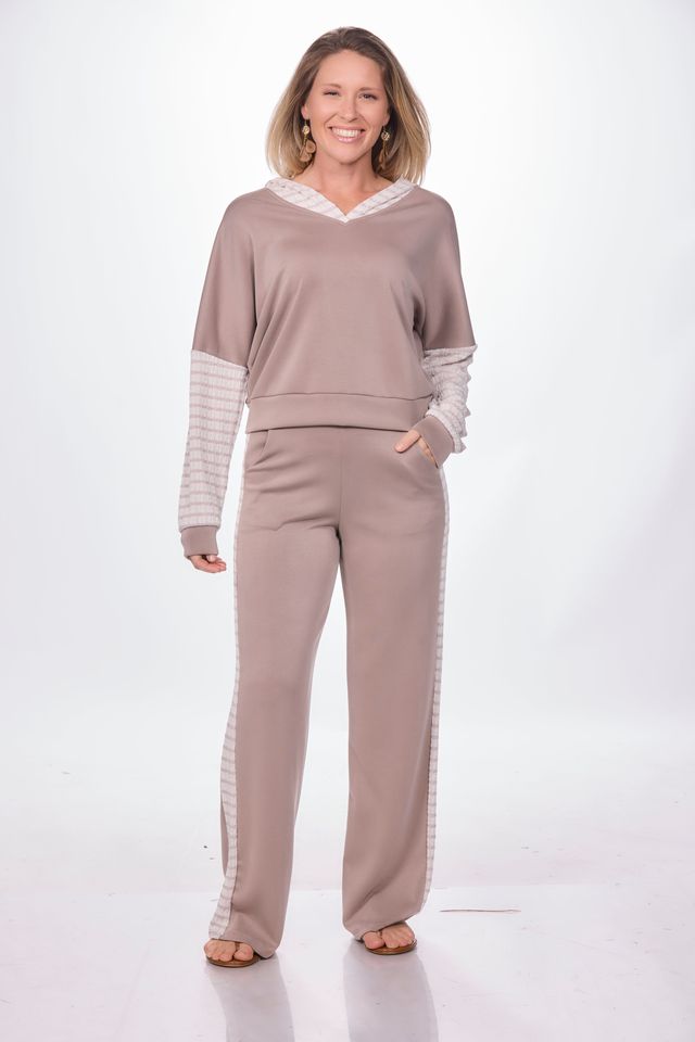 Long Sleeve Taupe Scuba Hoodie