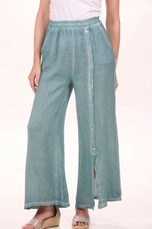 Pull On Button Trim Pant