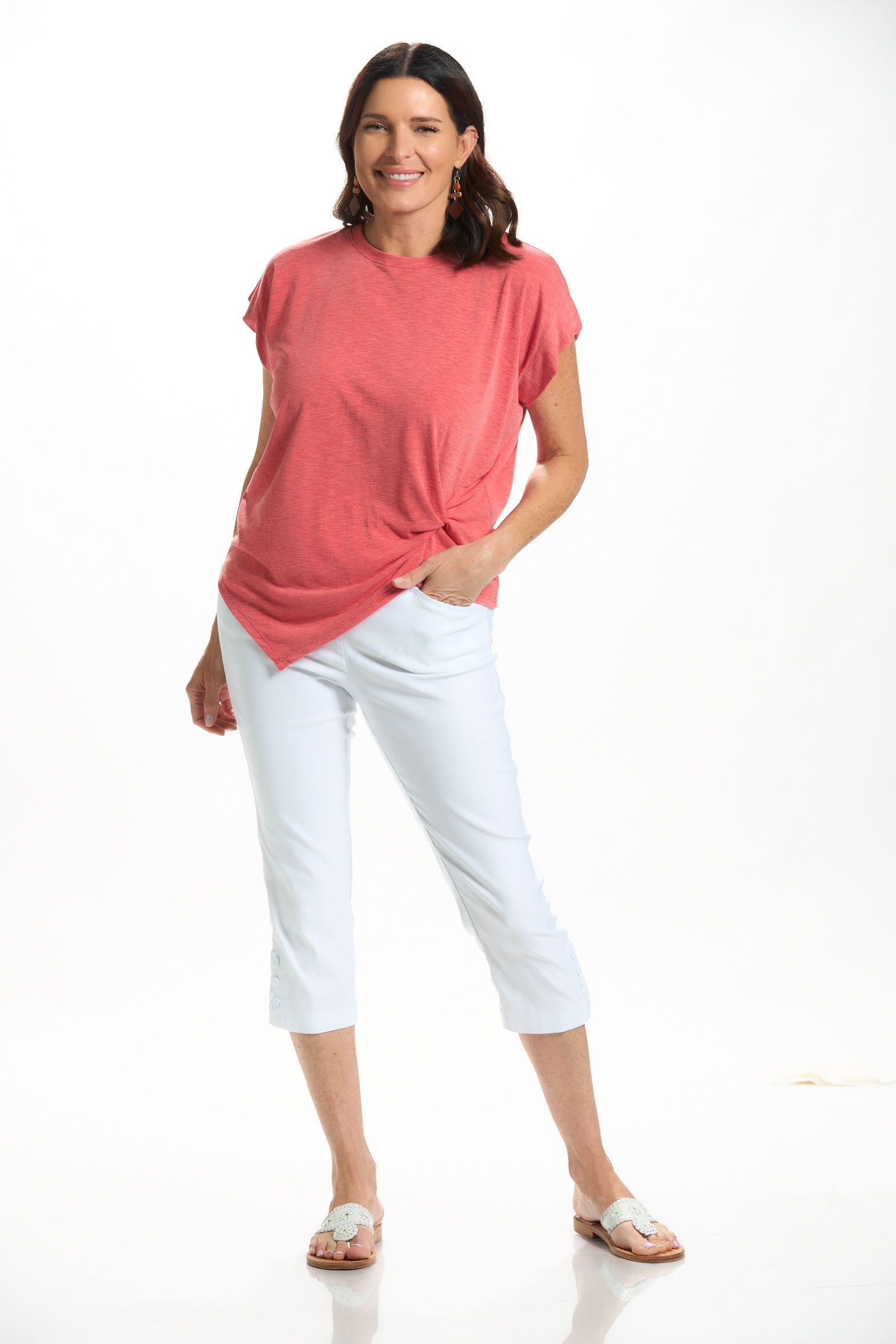 Front image of Nally & Millie red knot short sleeve tee.