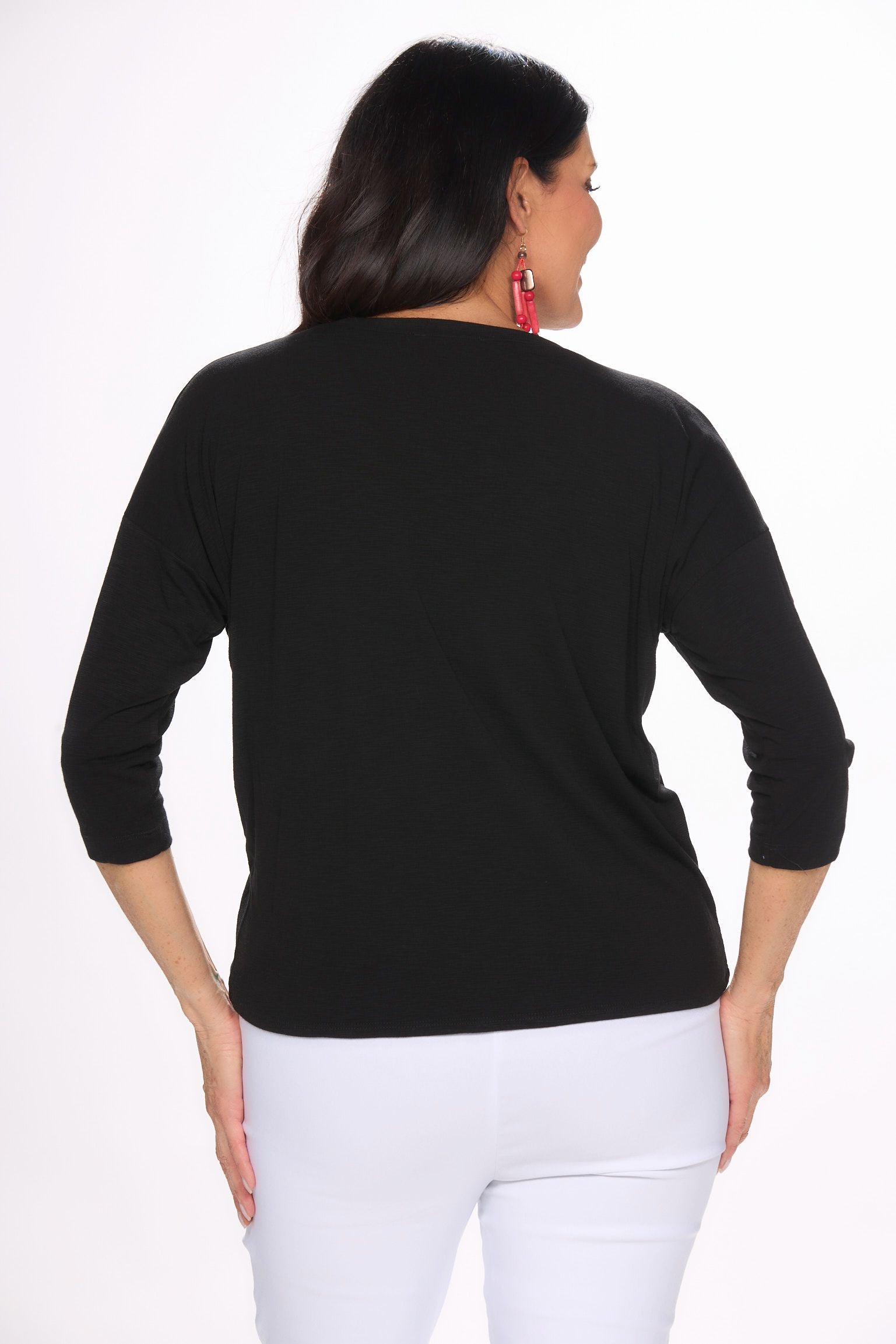 Back image of Nally&Millie knot top in black.