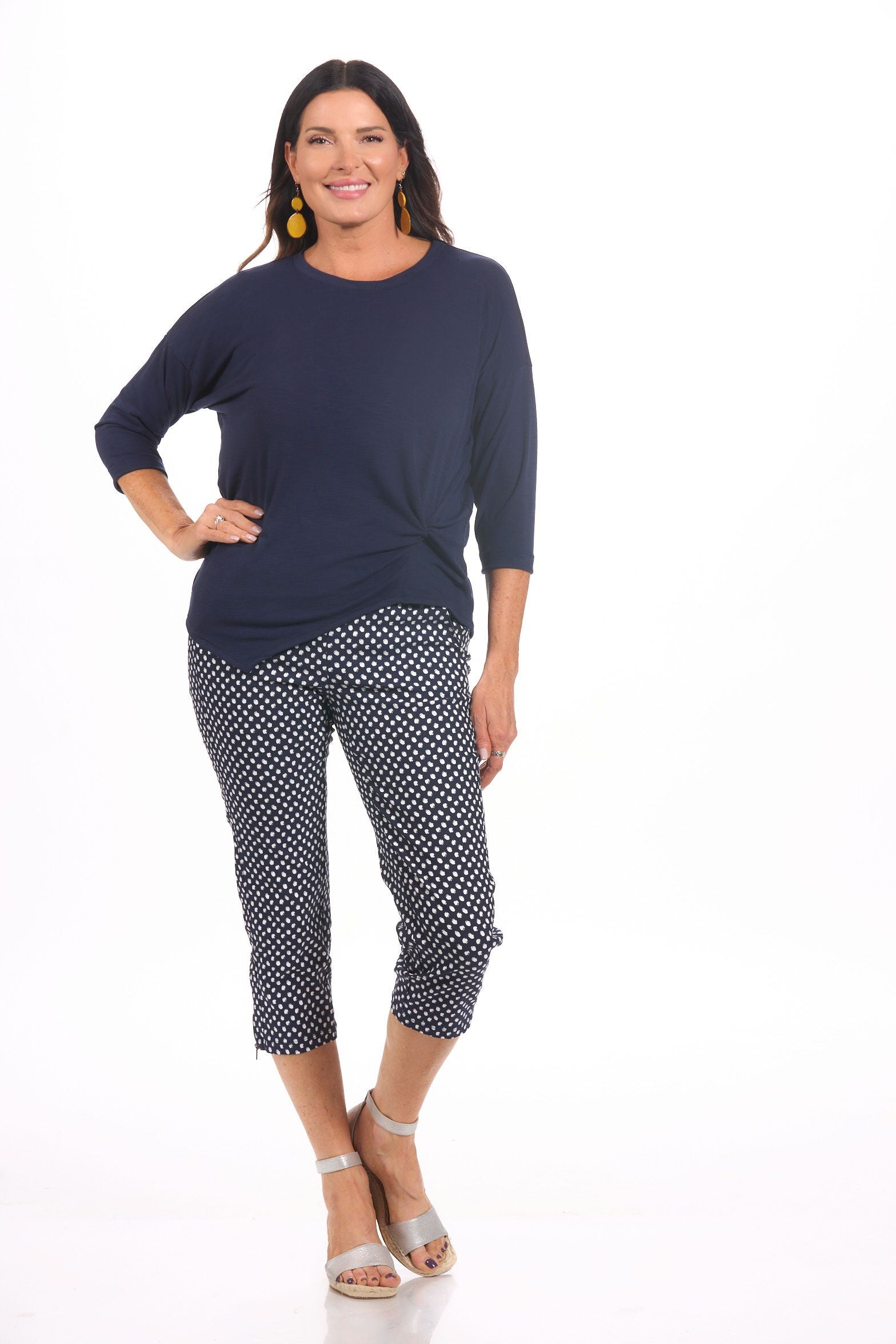 Front image of navy knot top by nally &millie.