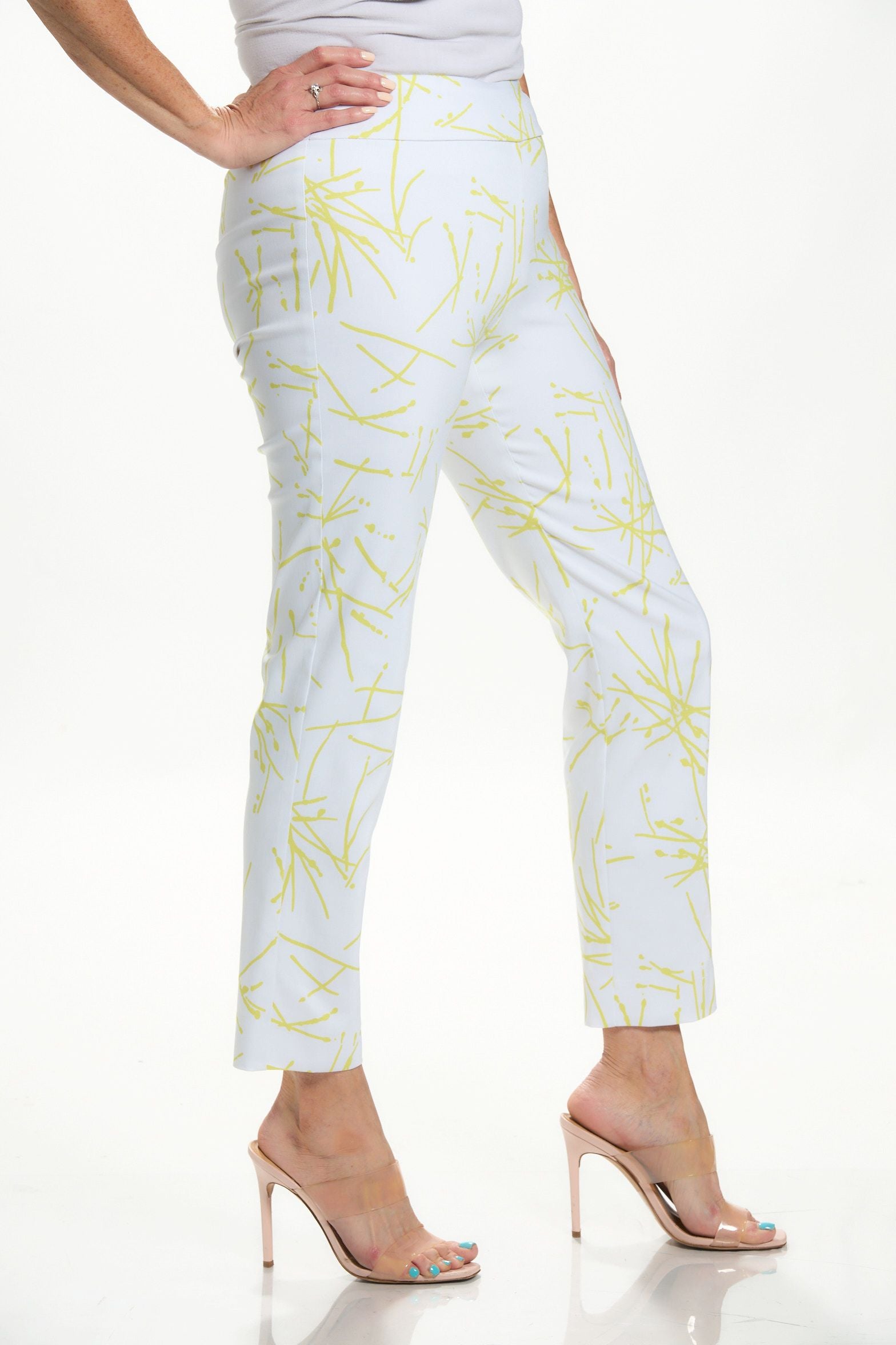 Side image of Krazy Larry lime firecracker pants.
