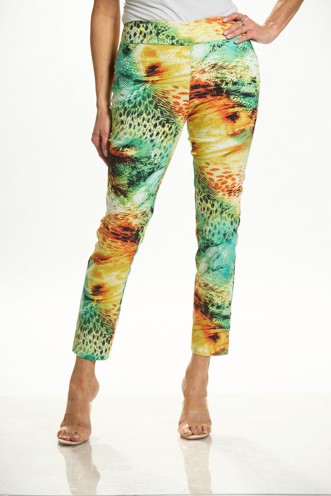 Front image of Krazy Larry pull on peacock pants. 