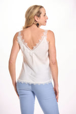 Back image of white lace tank. Made in italy one sized tank top. 