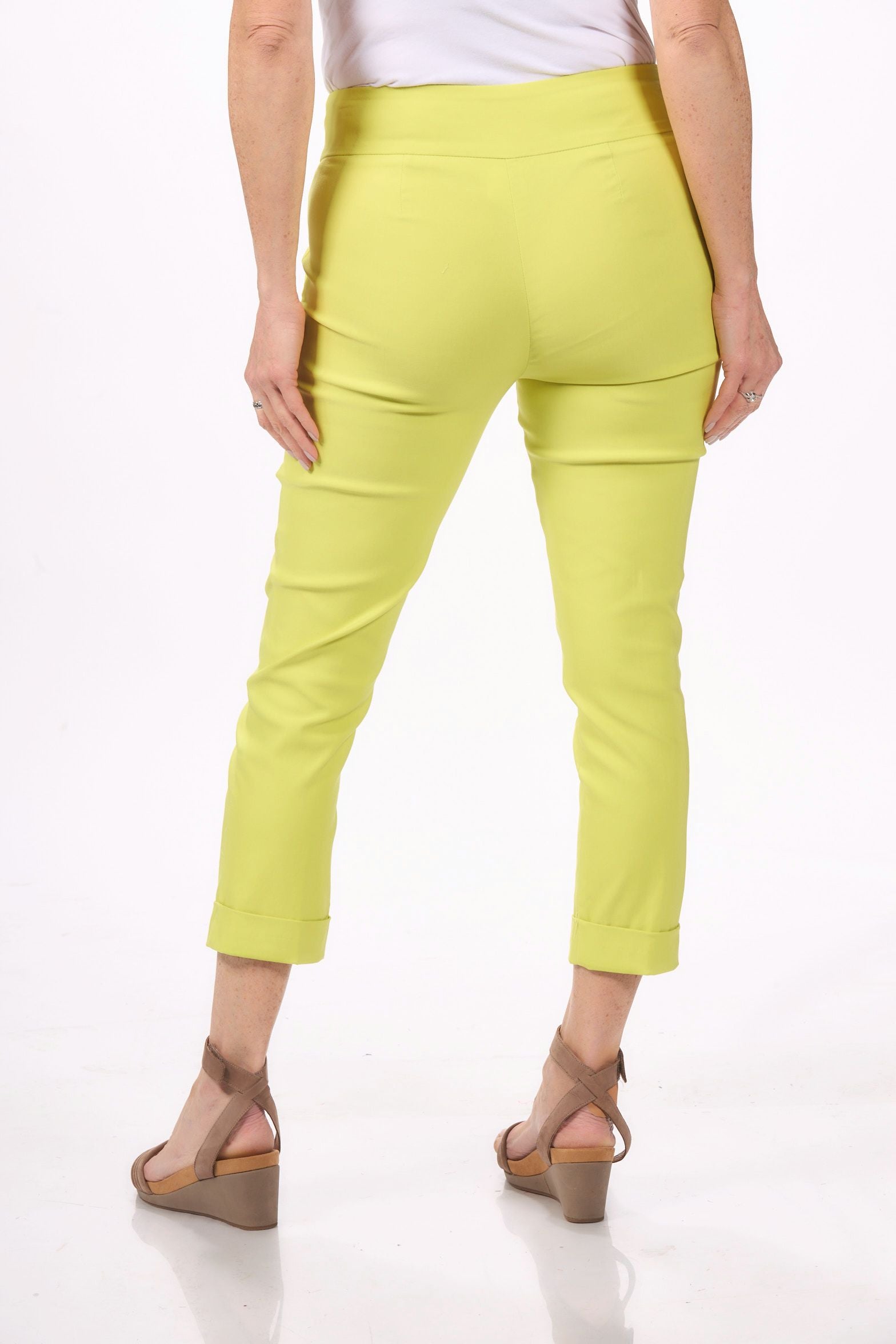 Back image of Tribal pull on limeade capri bottom.