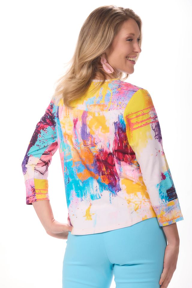 3/4 Sleeve V-Neck Vivian Print Top