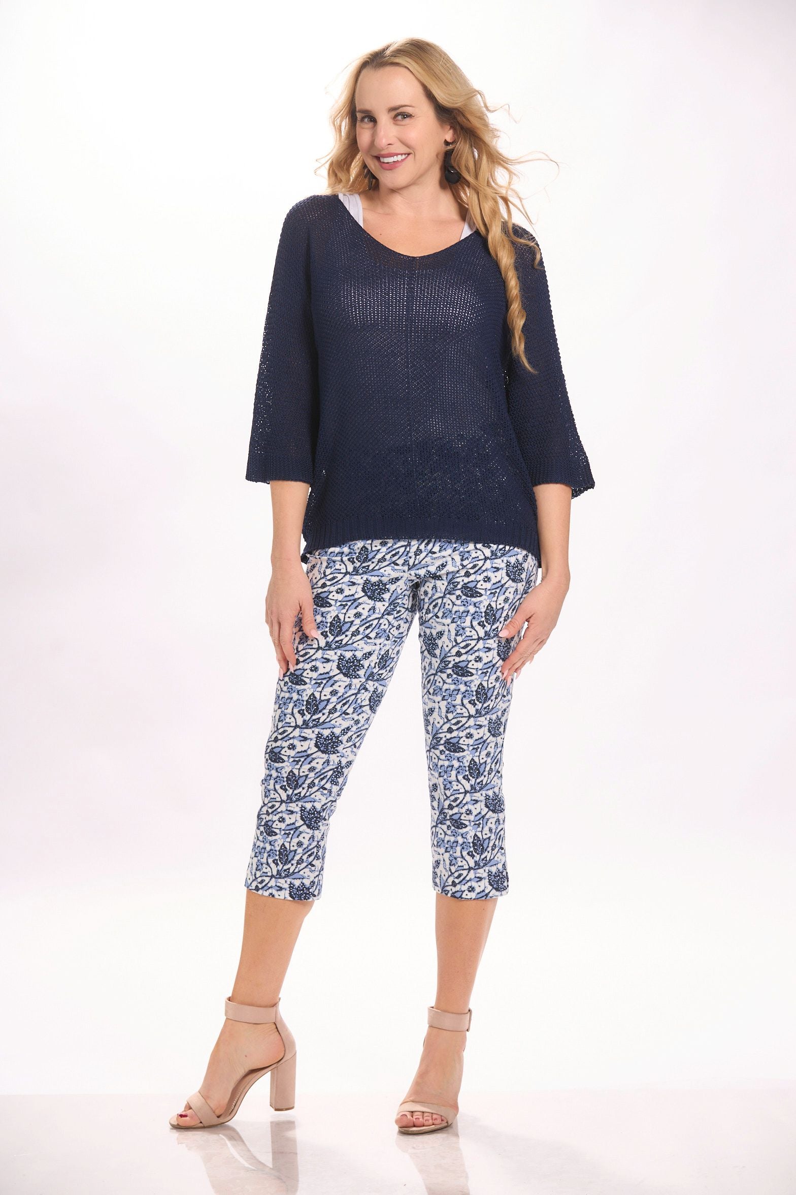 Front image of v-neck open sweater. Made in italy perfect sweater.