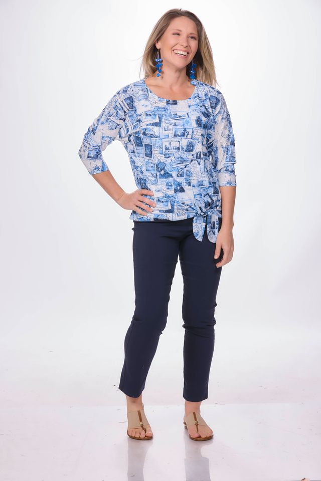 3/4 Sleeve Tie Front Top