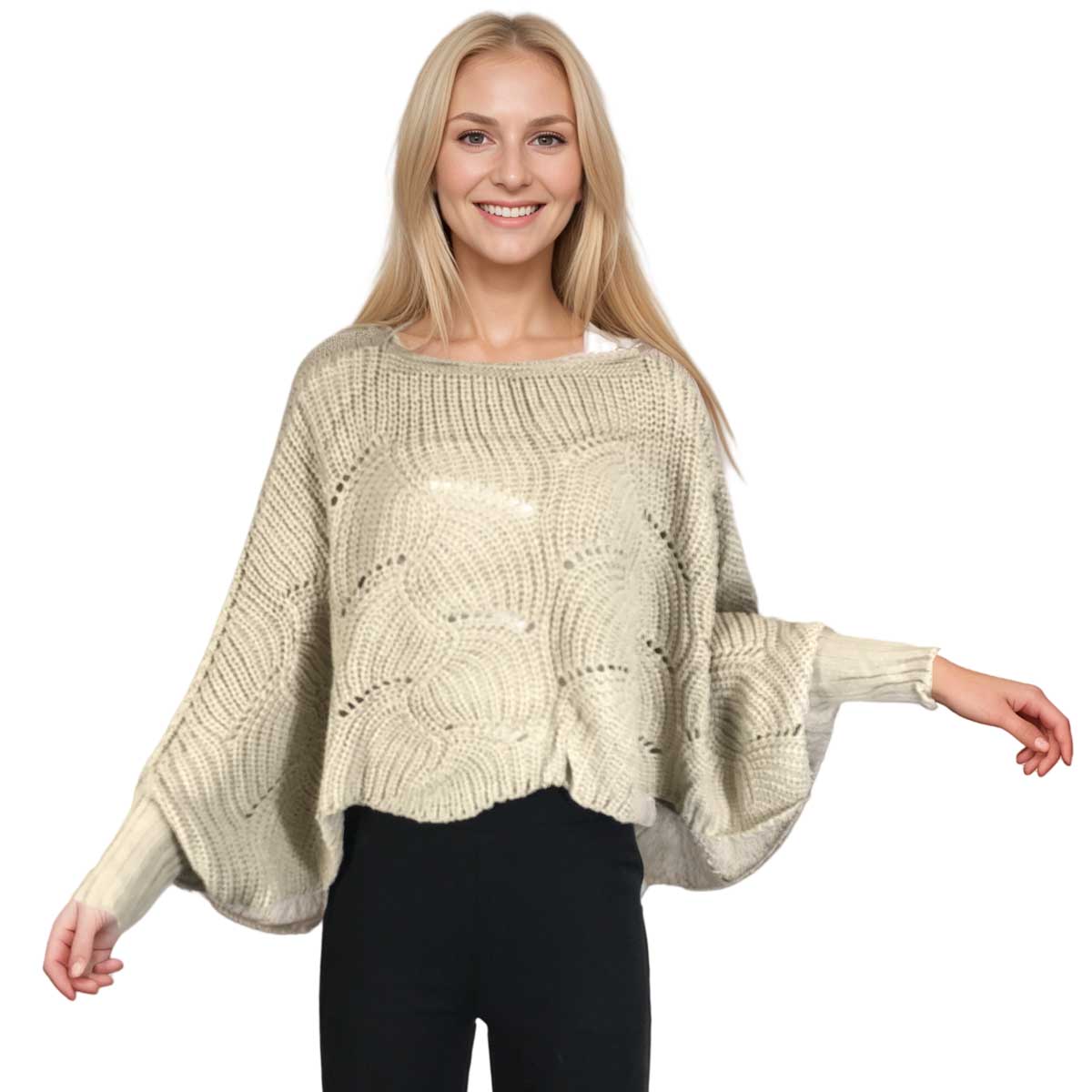 Sweater Poncho with Sleeves - Petite