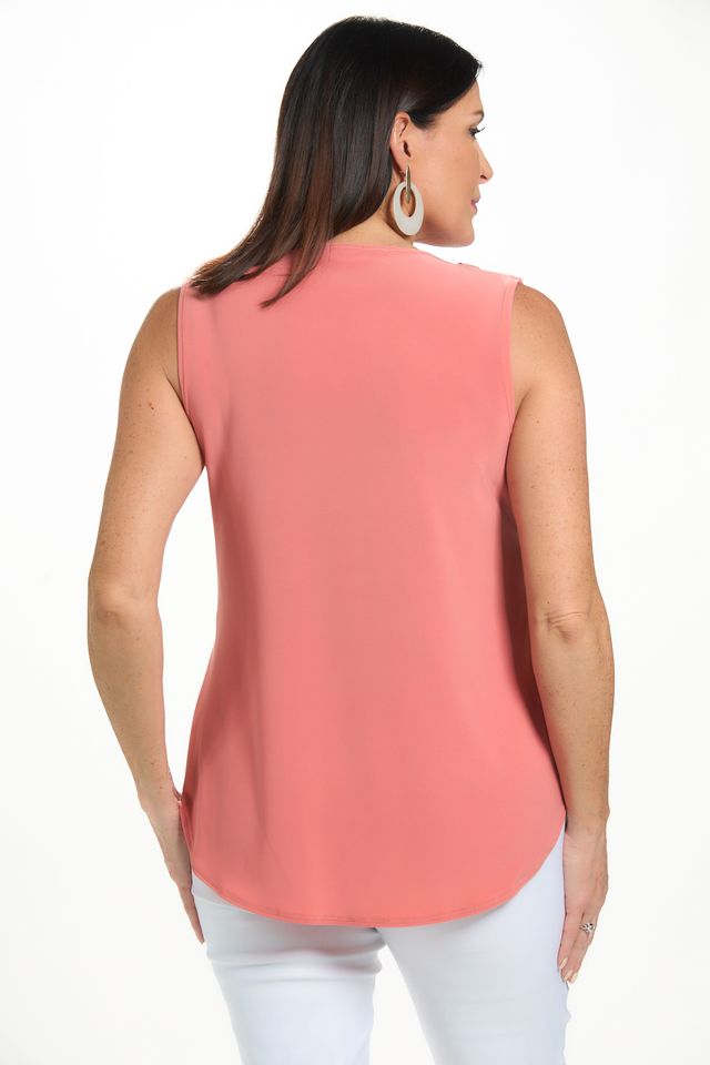 Back image of Mimozza peach cowl neck tank top. 
