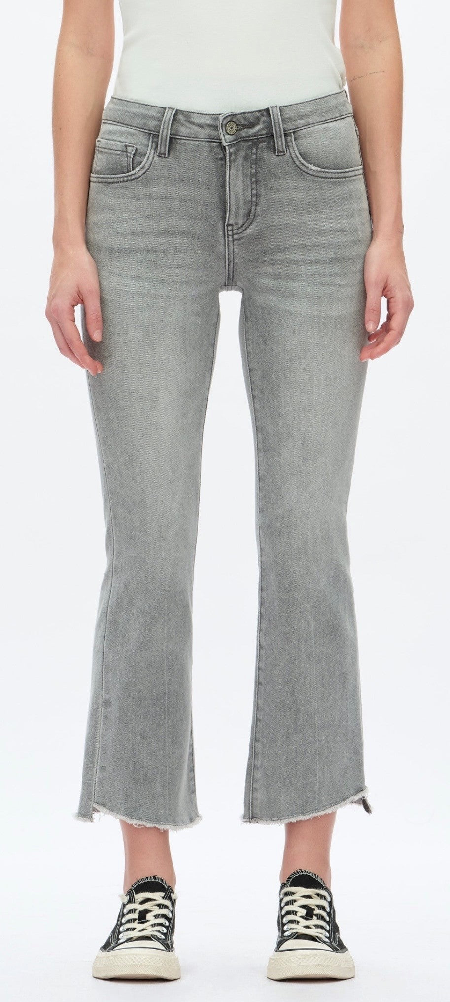 Mid-Rise Crop Frey Hem 27" Jeans