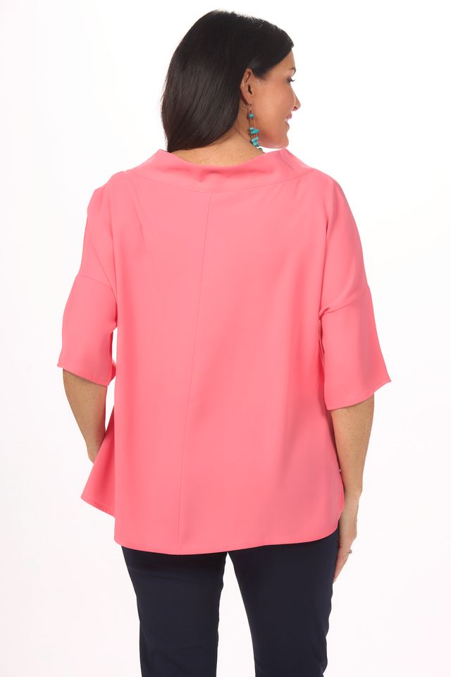 Back image of suzy d pink coral top.
