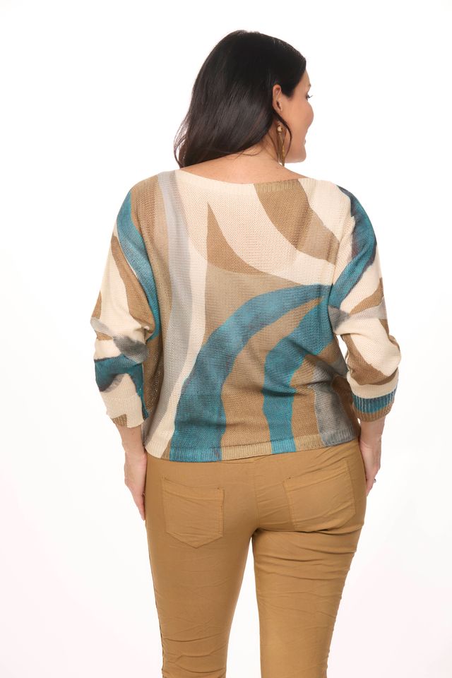 Back image abstract printed sweater.