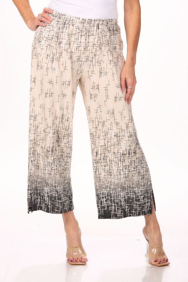 Front image of Picadilly pull on destination collection front slit pant in black and khaki.