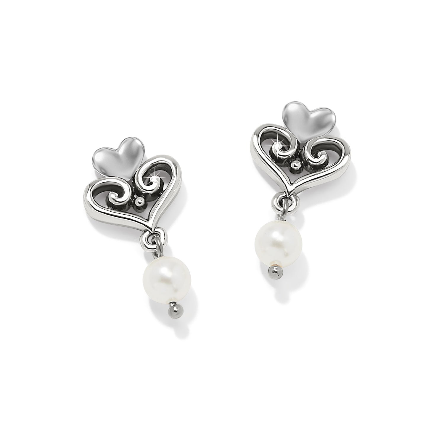 Front image of Brighton amor pearl post earrings.