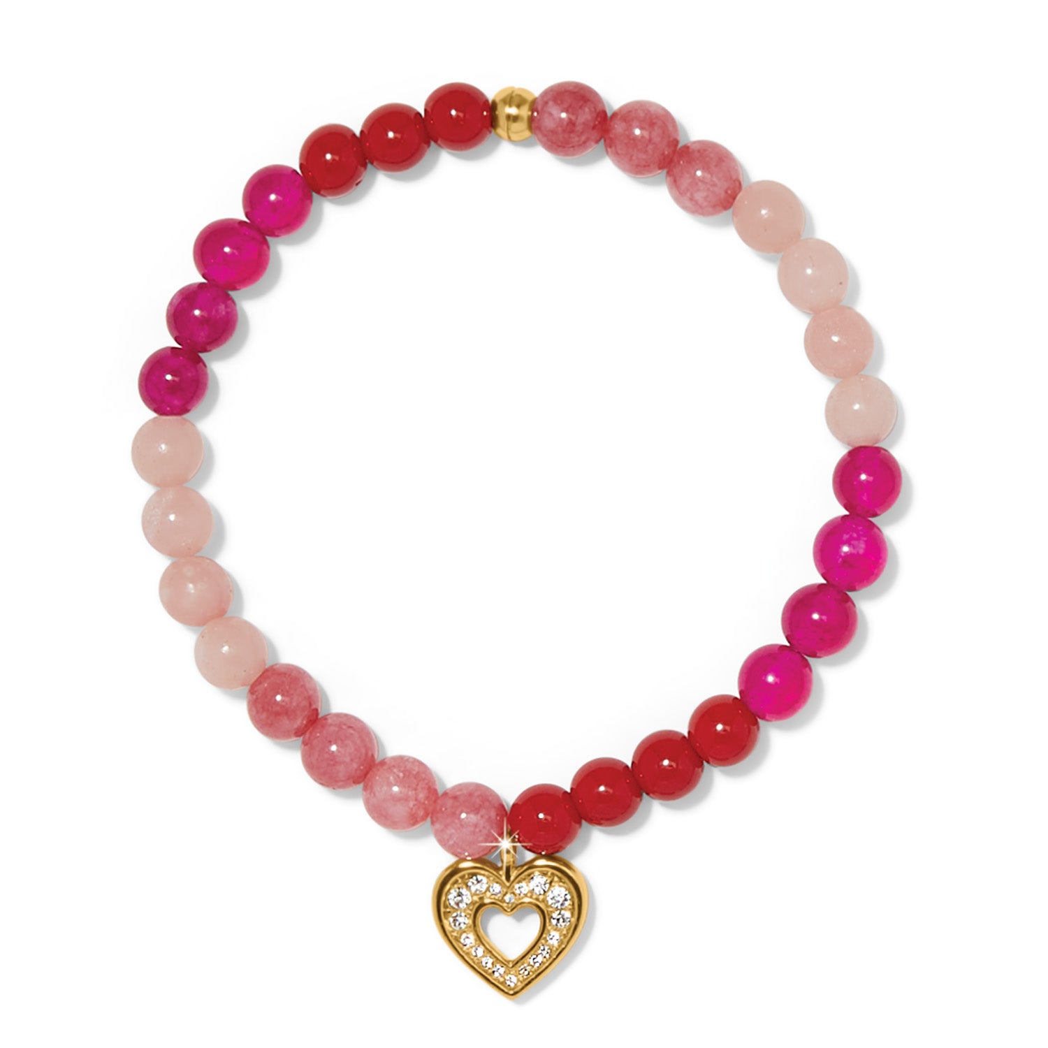 Front image of Brighton enchanting heart bracelet in gold.pinks.
