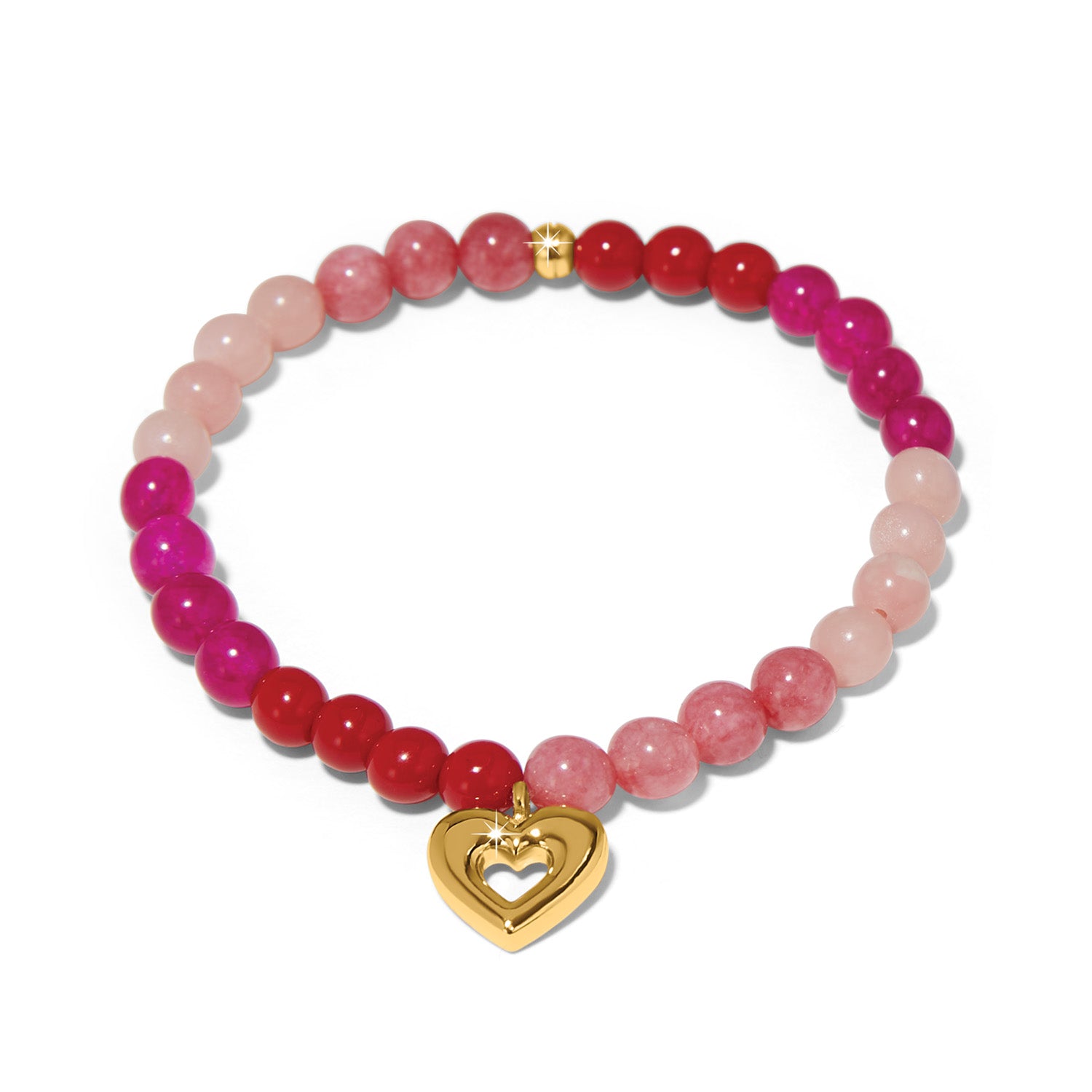 Back image of Brighton enchanting heart bracelet in gold.pinks.