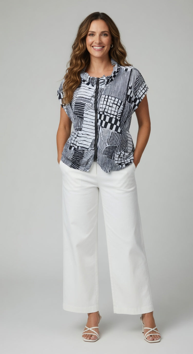 Cap Sleeve Zip Front Crush Jacket
