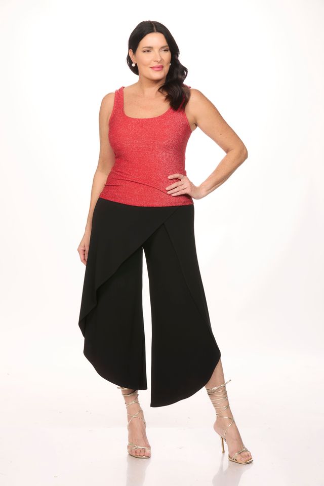 Front image of red sparkle tank top.