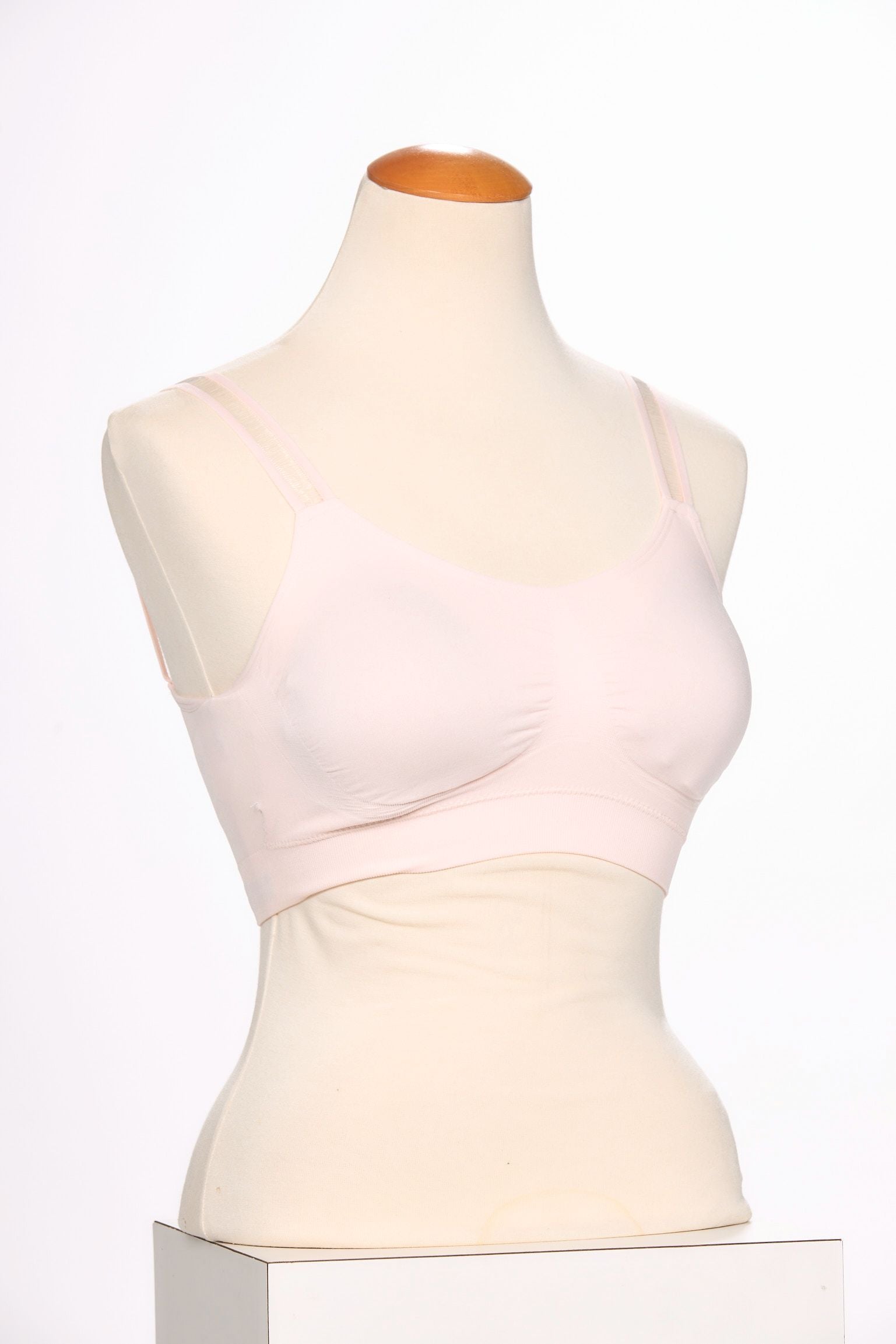 Front image of pale pink sheer strap its bra.