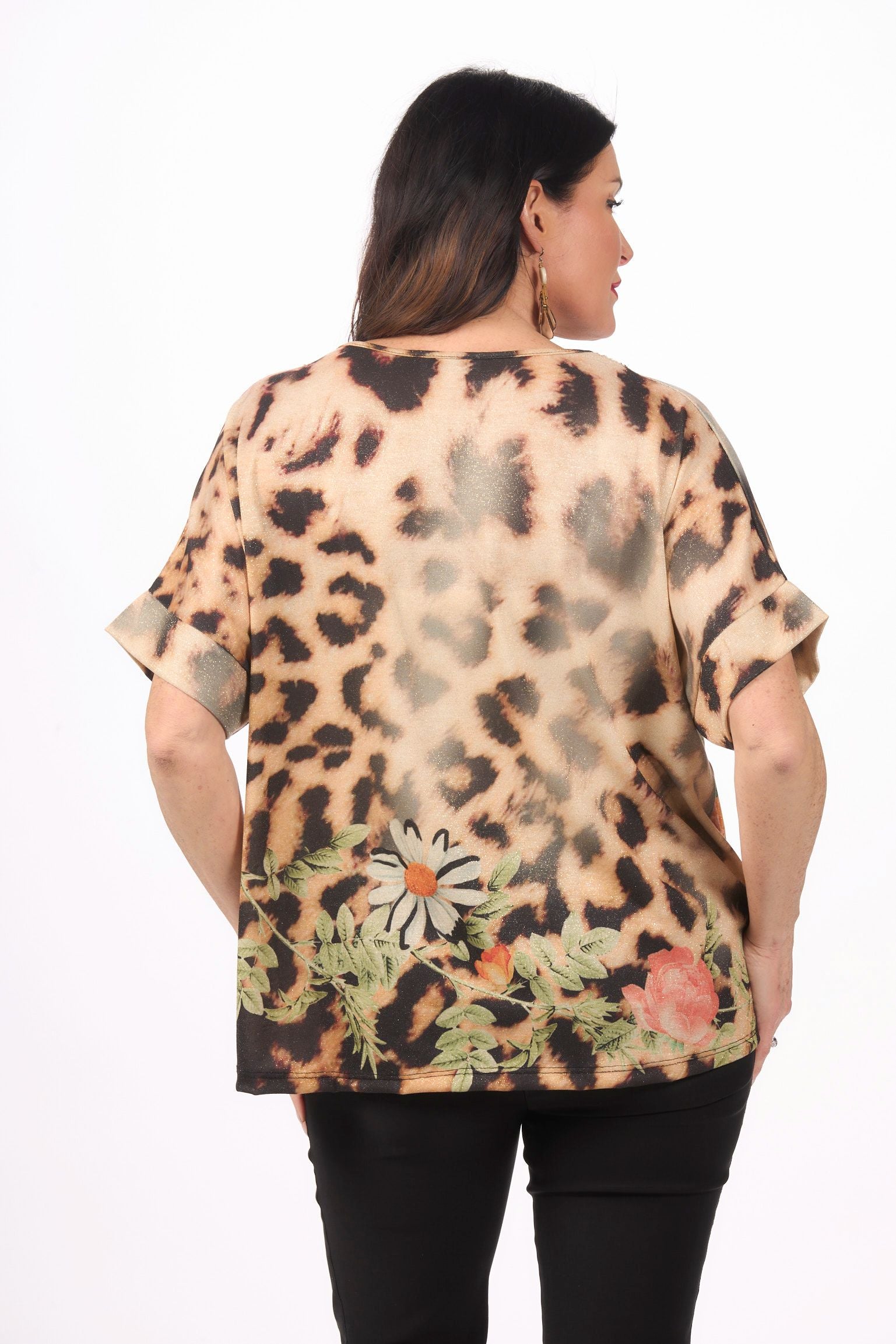 Back image of Made in Italy floral printed top.