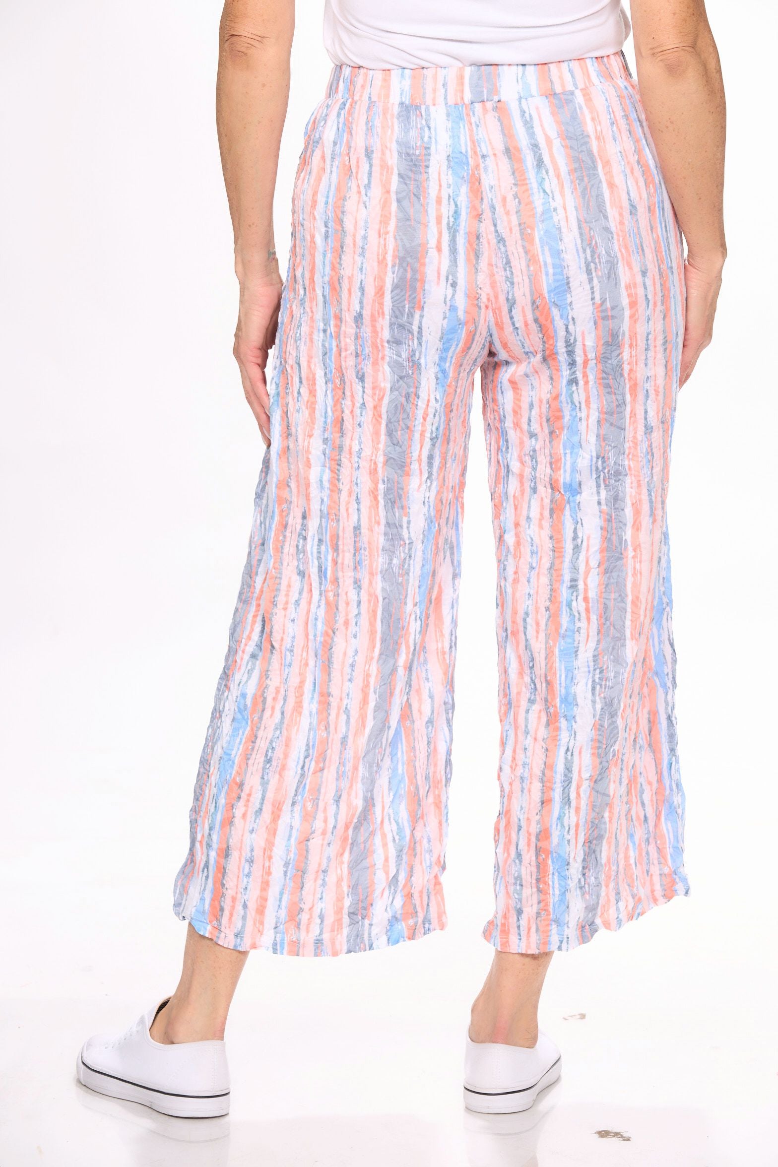 Back image of shana pull on striped wide leg pant.
