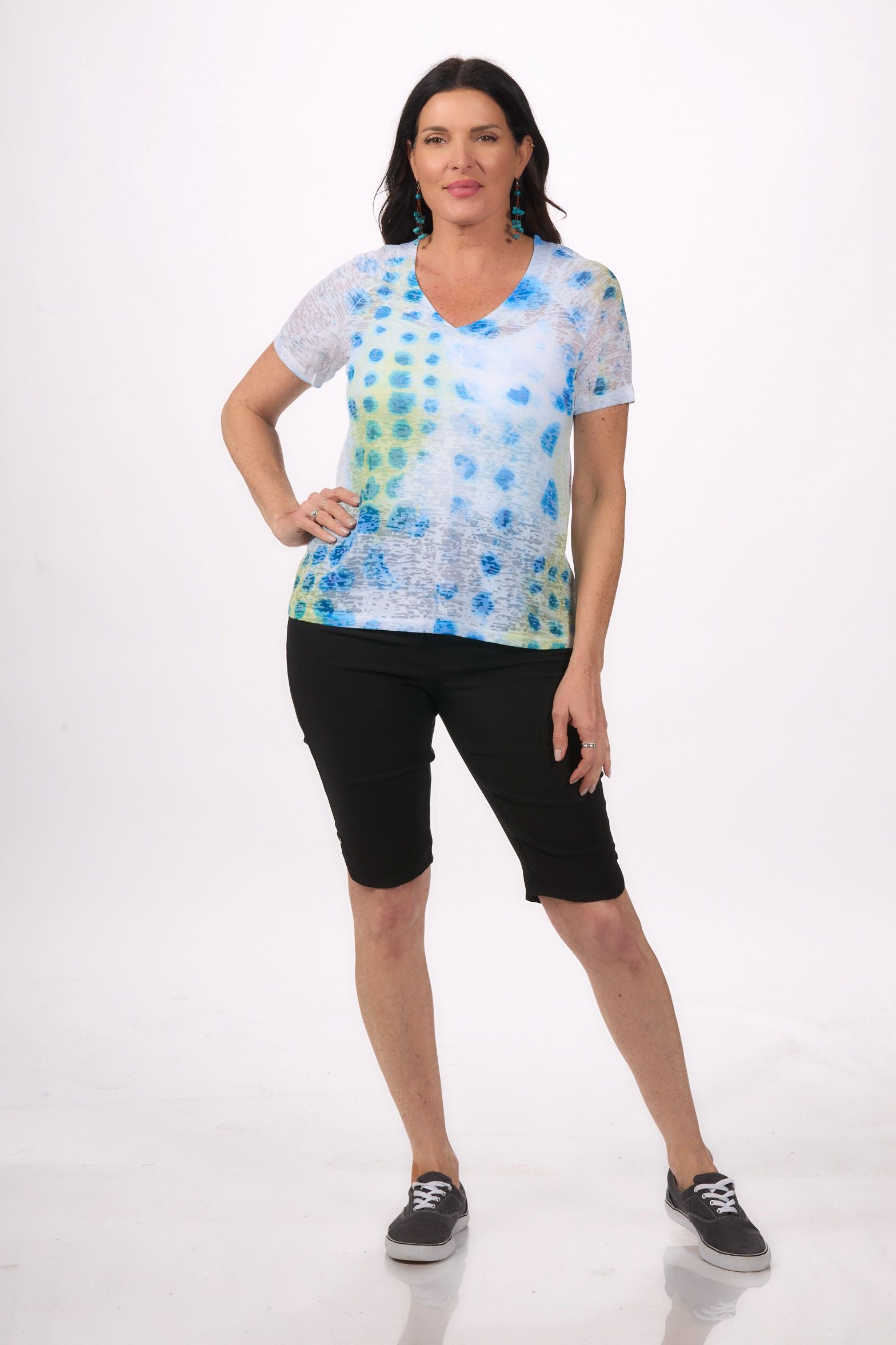 Front image of Tribal basic you shorts pull on in black.