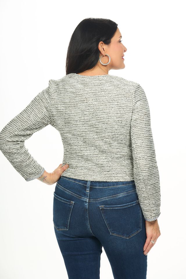 Back image of Picadilly smoked grey tweed jacket.