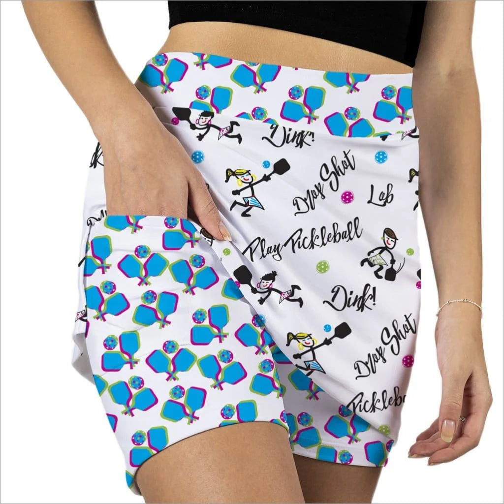 Front image of skort obsession white pickleball skort.