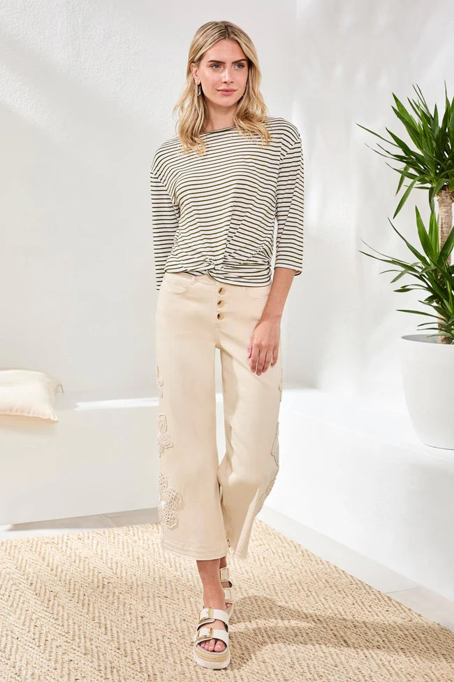 3/4 Sleeve Boat Neck Top